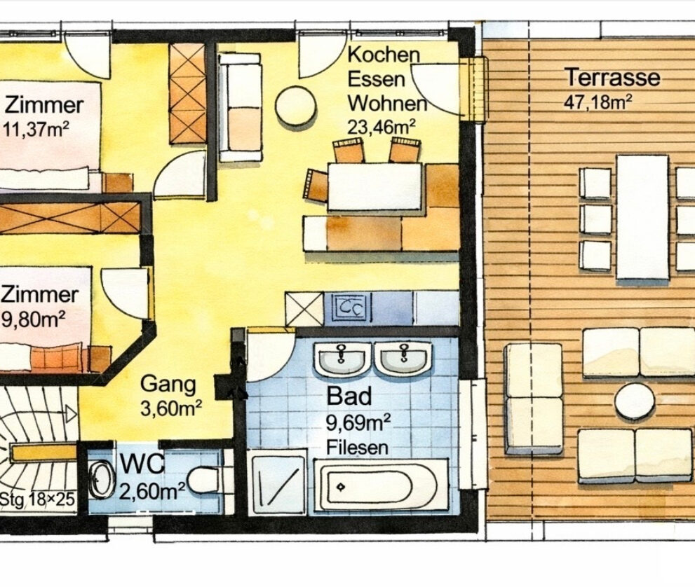 Grundrissplan Apartment Silvretta